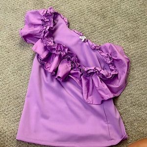 TCEC ONE SHOULDER RUFFLE SHIRT